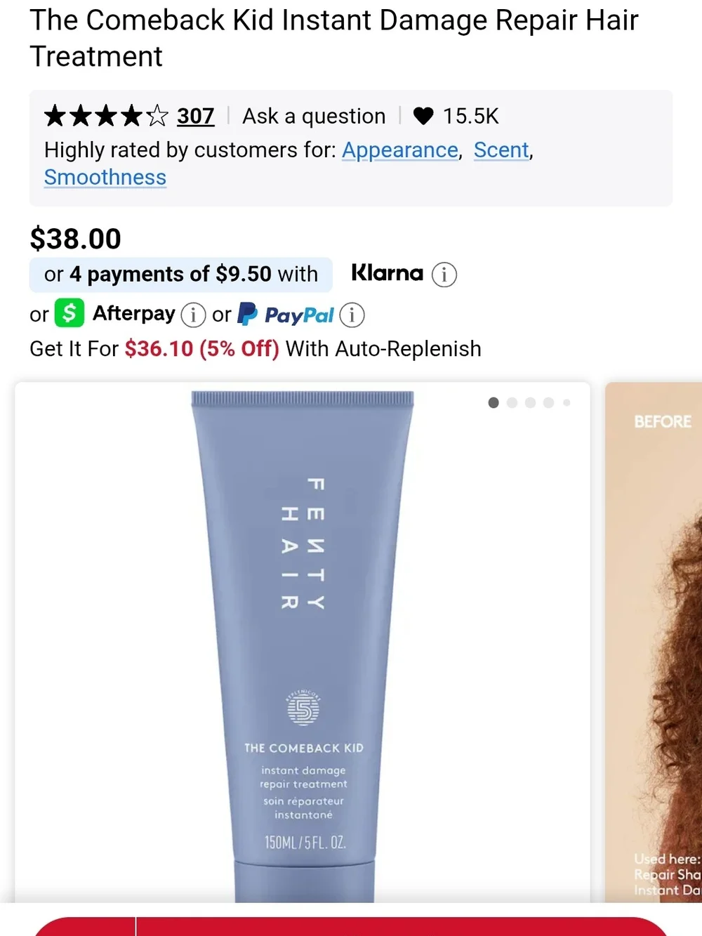 Fenty Hair By RIHANNA The Comeback Kid Instant Damage Repair Hair Treatment